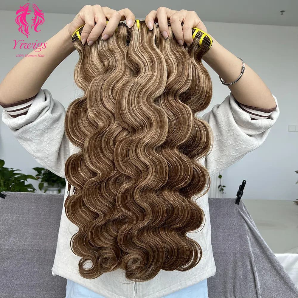 YiWigs Body Wave #P4-27 Human Hair Double Drawn Natural 12A Grade Virgin Weave Human Hair Raw Bundles