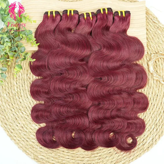 YiWigs Body Wave #99J Human Hair Double Drawn Natural 12A Grade Virgin Weave Human Hair Raw Bundles