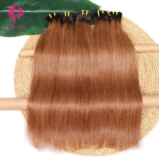 YiWigs Straight #1B-30 Human Hair Double Drawn Natural 12A Grade Virgin Weave Human Hair Raw Bundles