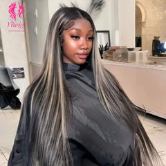 YiWigs P1B/27 Blonde Highlights Human Hair Wig Straight Brazilian Lace Frontal Human Hair Wig 13*4 Transparent Lace Wigs