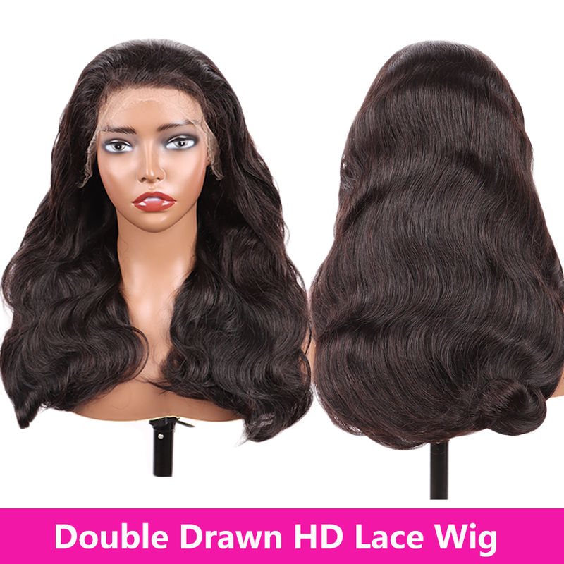 Body Wave 13*4 HD Lace Invisible Lace Front Human Double Drawn Hair Wigs 10-30inch YiWigs