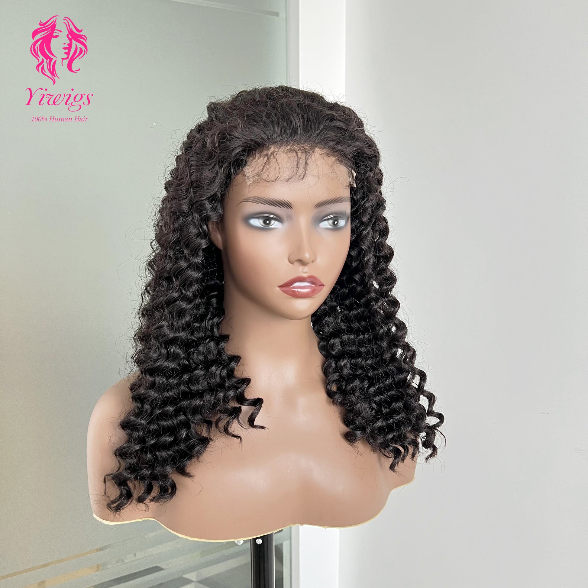 200% Mega Density | Natural Black Deep Wave 4*4 Closure Lace Long Wig 100% Human Hair Double Drawn Wigs
