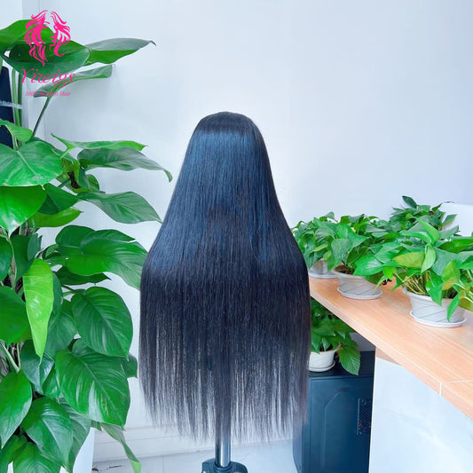Straight 5*5 Closure Lace Long Wig HD Lace 100% Human Hair 200% Density Natural Black