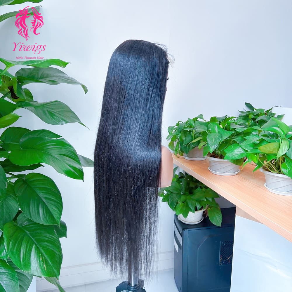 Straight 5*5 Closure Lace Long Wig HD Lace 100% Human Hair 200% Density Natural Black