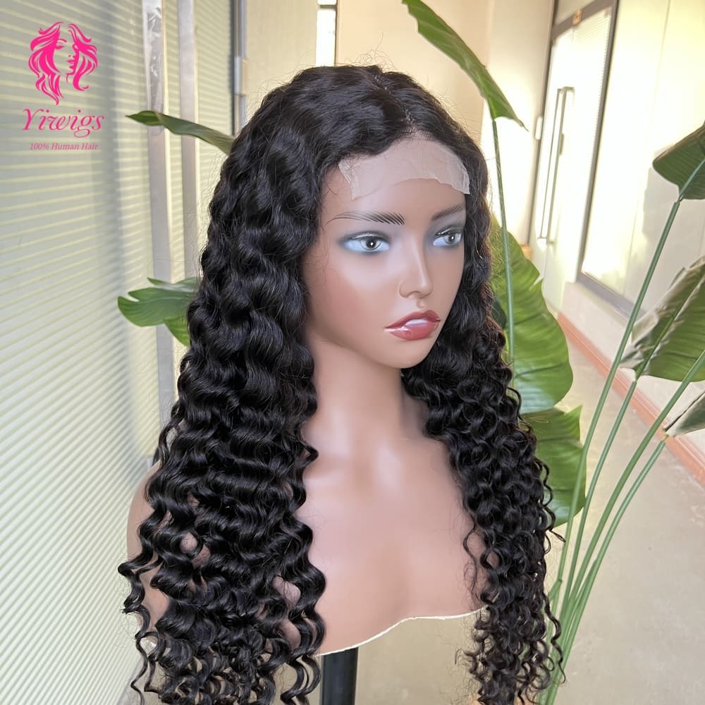 4*4 Lace Closures Wigs Nature Black Kinky Curly Wigs 180% Density