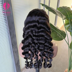 4*4 Lace Closures Wigs Nature Black Deep Wave Wigs 180% Density