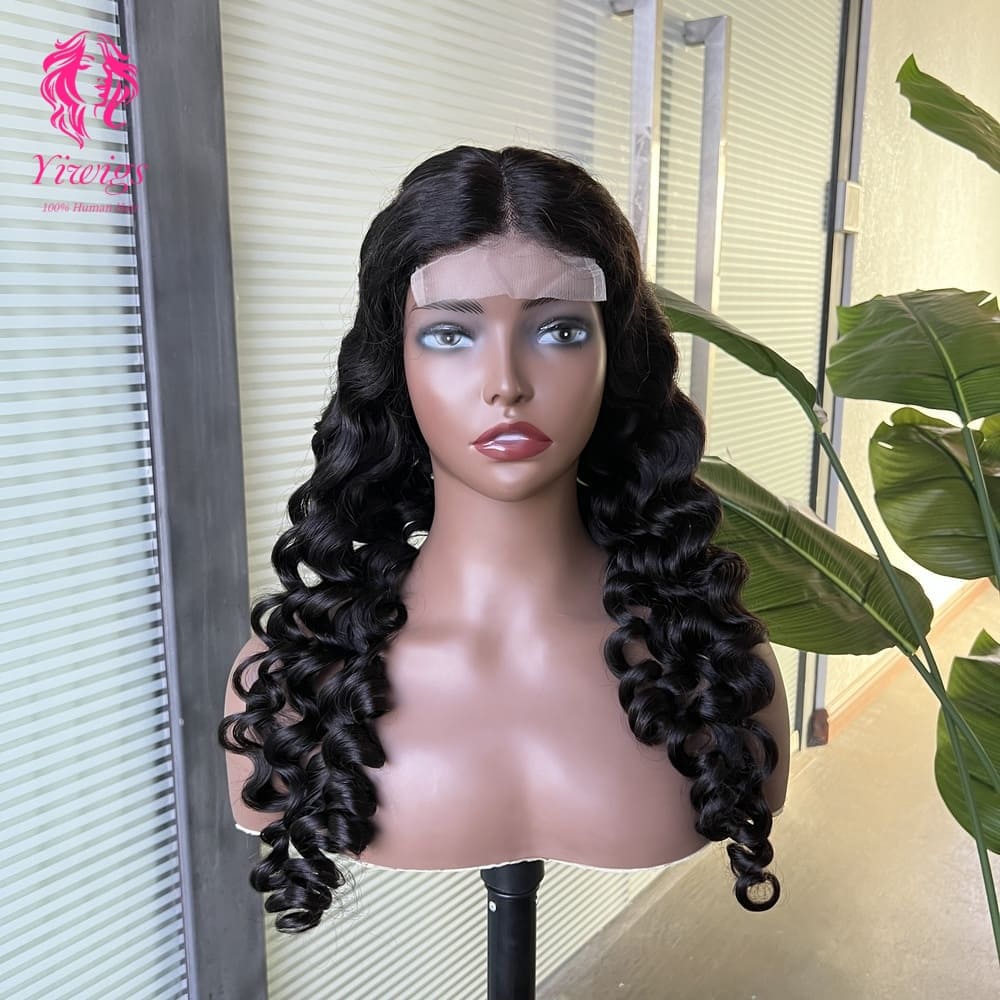 4*4 Lace Closures Wigs Nature Black Deep Wave Wigs 180% Density