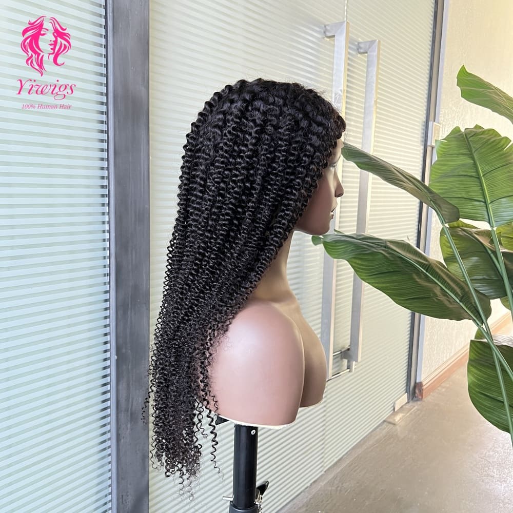4*4 Lace Closures Wigs Nature Black Deep Curly Wigs 180% Density