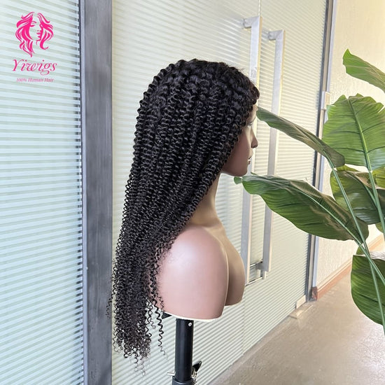 4*4 Lace Closures Wigs Nature Black Deep Curly Wigs 180% Density