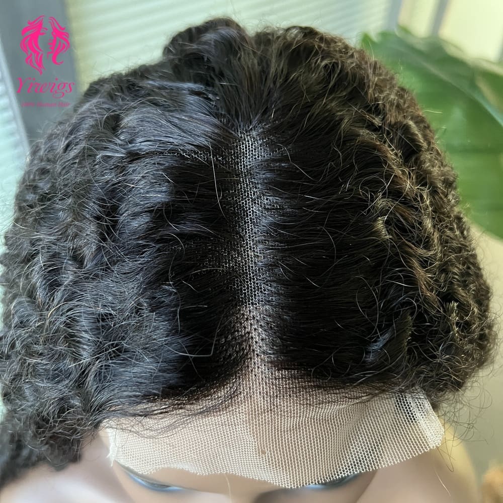 4*4 Lace Closures Wigs Nature Black Deep Curly Wigs 180% Density