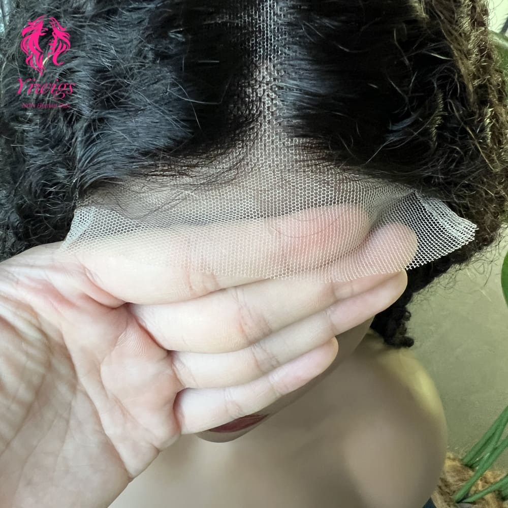 4*4 Lace Closures Wigs Nature Black Deep Curly Wigs 180% Density