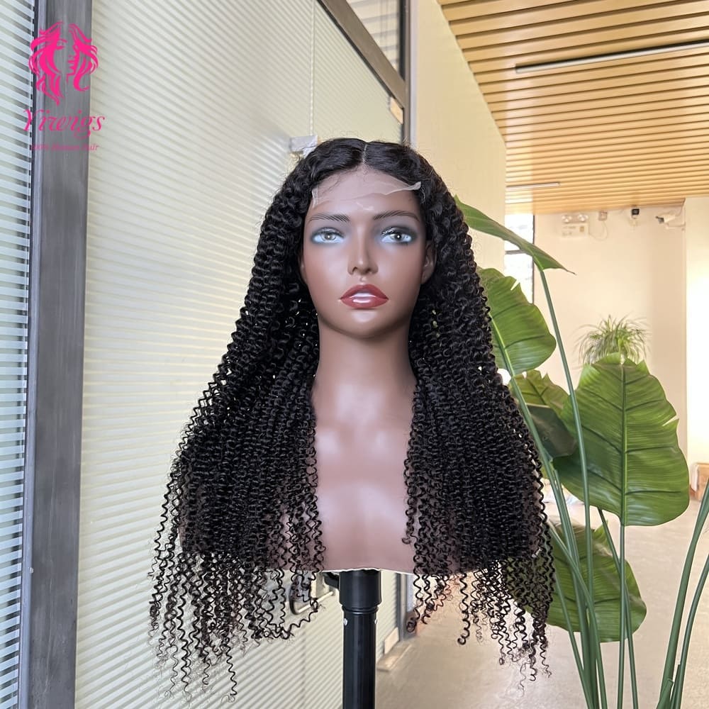 4*4 Lace Closures Wigs Nature Black Deep Curly Wigs 180% Density
