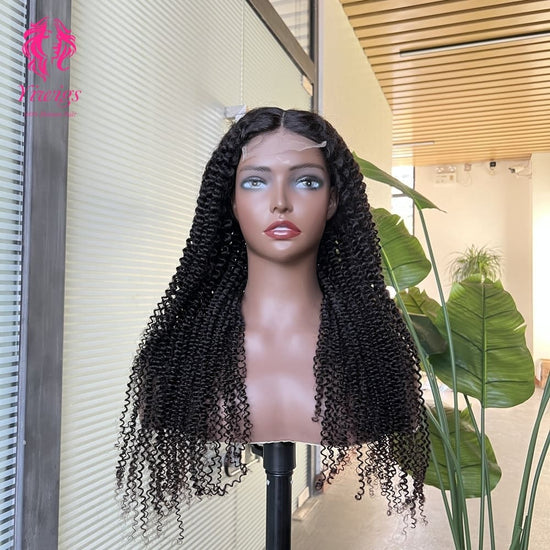4*4 Lace Closures Wigs Nature Black Deep Curly Wigs 180% Density