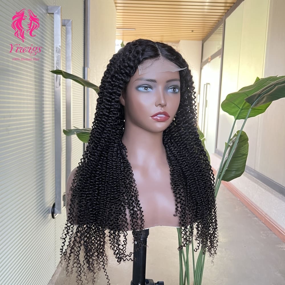 4*4 Lace Closures Wigs Nature Black Deep Curly Wigs 180% Density