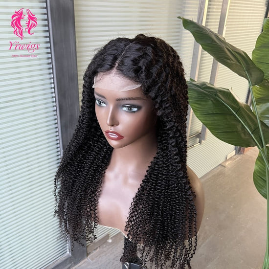 4*4 Lace Closures Wigs Nature Black Deep Curly Wigs 180% Density