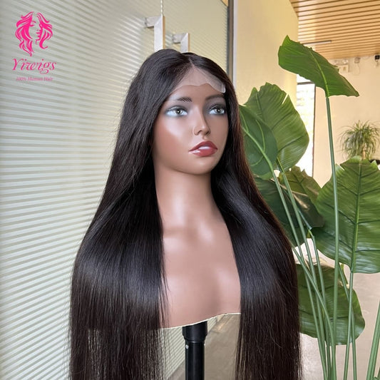 4*4 Lace Closures Wigs Nature Black Straight Wigs 180% Density