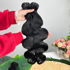 Yiwigs 10A Body Wave Human Hair Bundles Double Weft Virgin Remy Cuticle Aligned Natural Black Weave for Wholesale