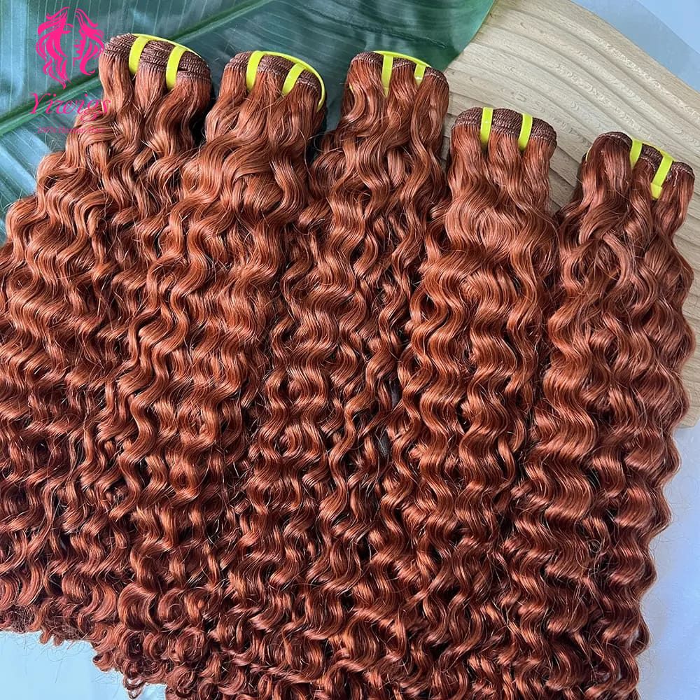 YiWigs Deep Curly Human Hair Double Drawn Natural 12A Grade Virgin Weave Human Hair Raw Bundles