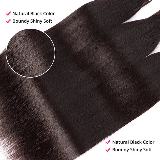 Virgin Human Hair 8-30 Inch Straight Natural Black One Bundle Set YiWigs