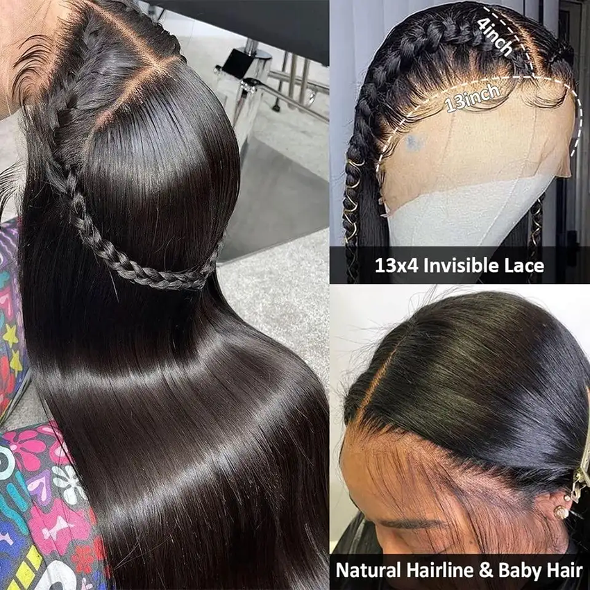Straight Transparent Invisible Lace Front Human Hair 13*4 Wigs 10-40 inch YiWigs