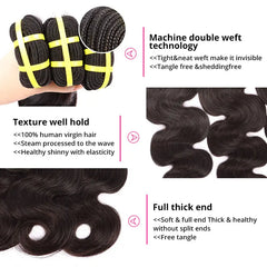 Human Primary Hair Body Wave Braids Natural Black Set YiWigs