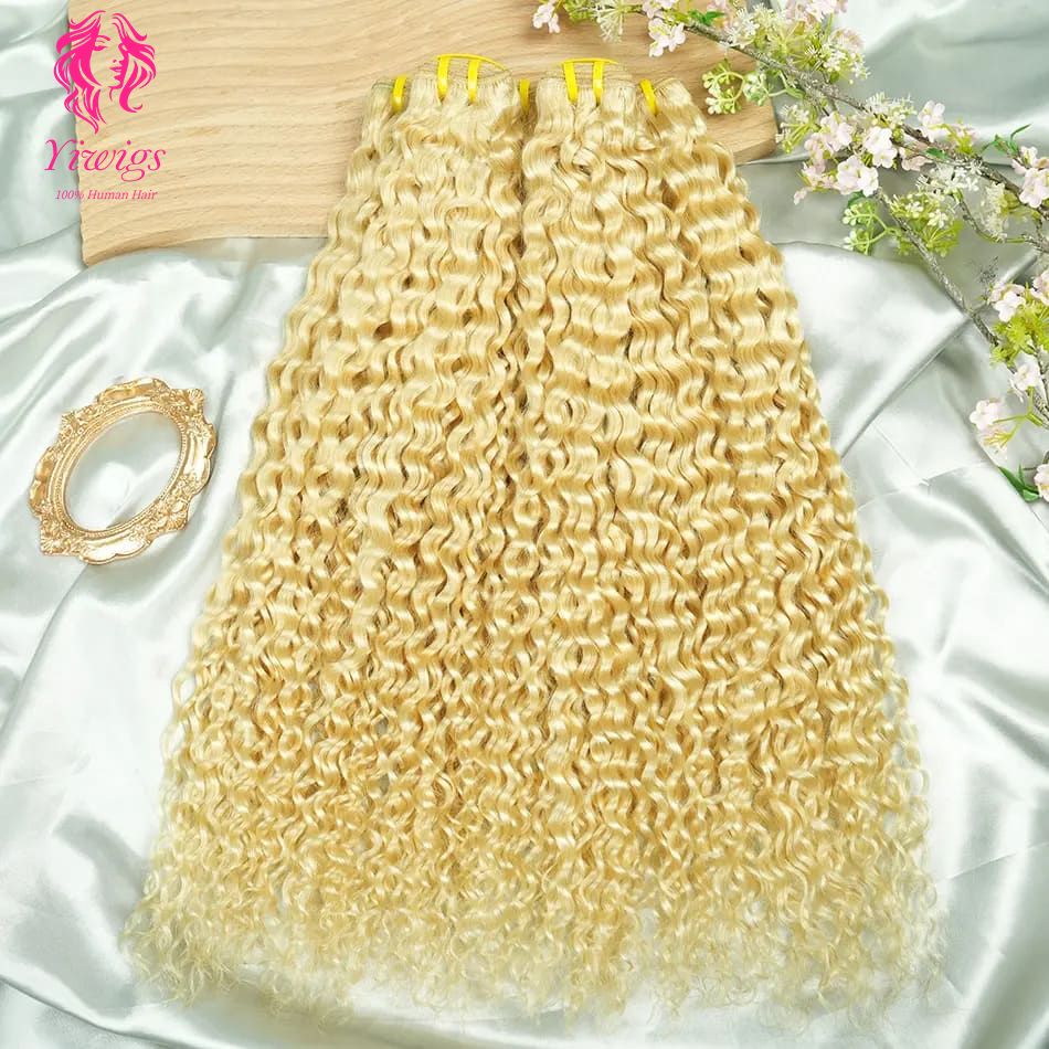 YiWigs Deep Curly Human Hair Double Drawn Natural 12A Grade Virgin Weave Human Hair Raw Bundles