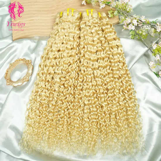 YiWigs Deep Curly Human Hair Double Drawn Natural 12A Grade Virgin Weave Human Hair Raw Bundles