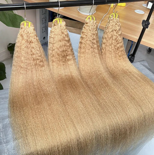 YiWigs Kinky Straight #27 Human Hair Double Drawn Natural 12A Grade Virgin Weave Human Hair Raw Bundles