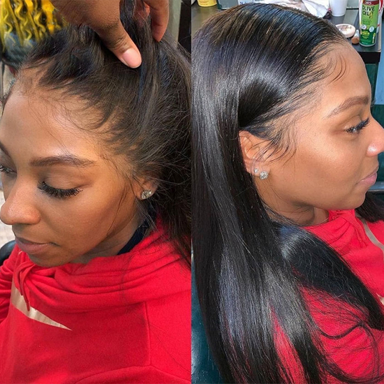 Glueless Straight 4*4Transparent Lace Closure Wigs For Women YiWigs