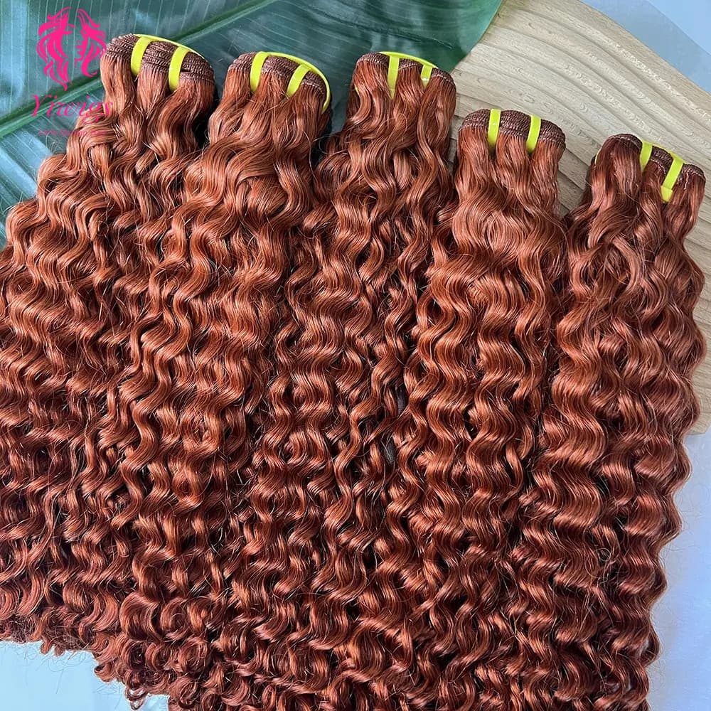 YiWigs Deep Curly #350 Human Hair Double Drawn Natural 12A Grade Virgin Weave Human Hair Raw Bundles