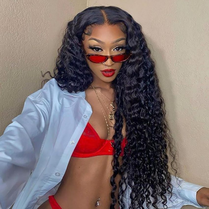 Glueless Water Wave 4*4Transparent Lace Closure Wigs For Women YiWigs