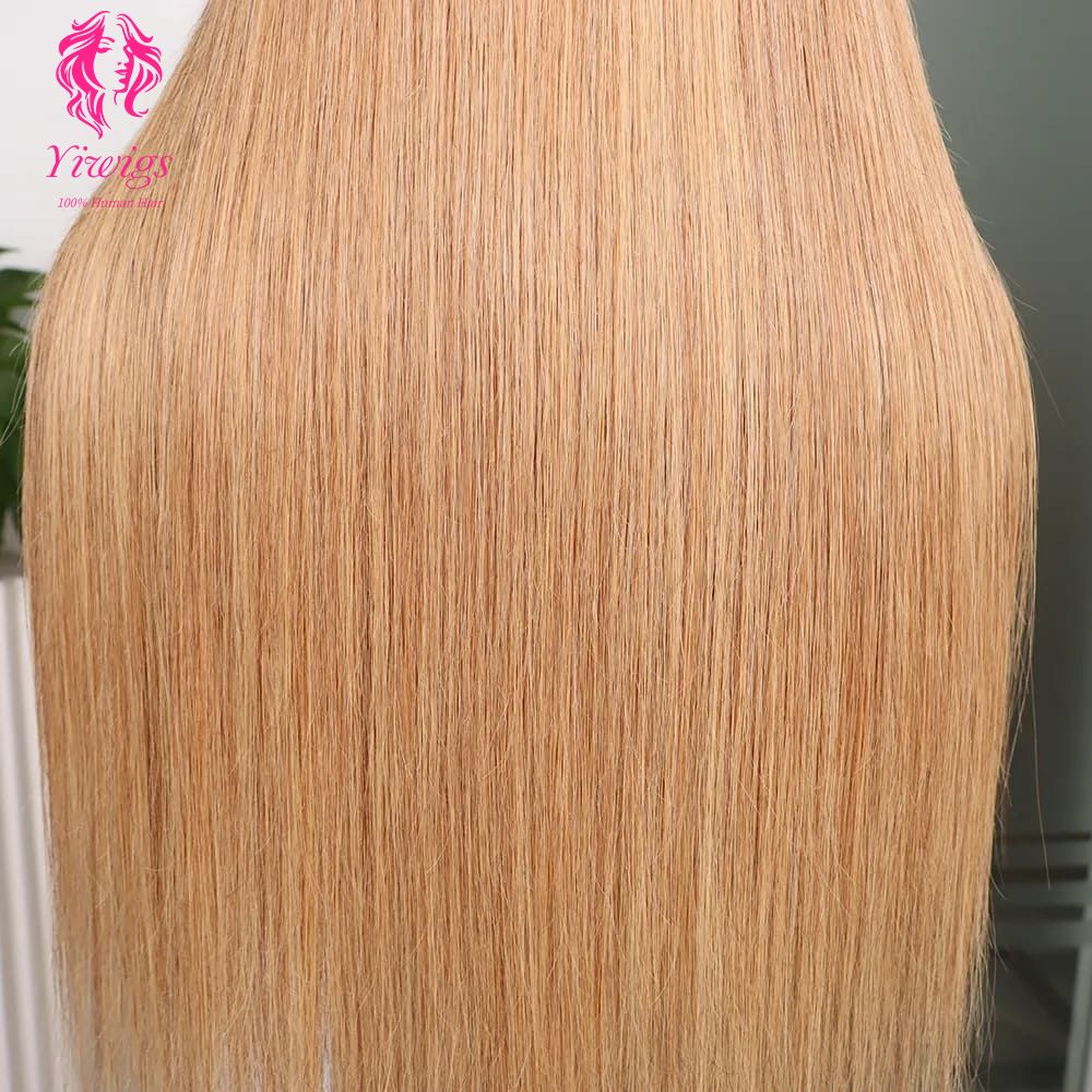 YiWigs #27 Honey Blonde Wig Colored Straight 13*4 HD Transparent Lace Front Wigs 100% Human Hair Wigs
