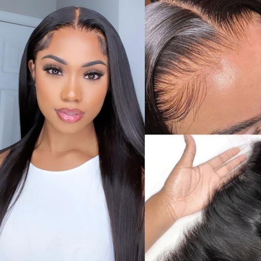 Straight 13*4 HD Lace Invisible Lace Front Human Double Drawn Hair Wigs 10-30inch YiWigs