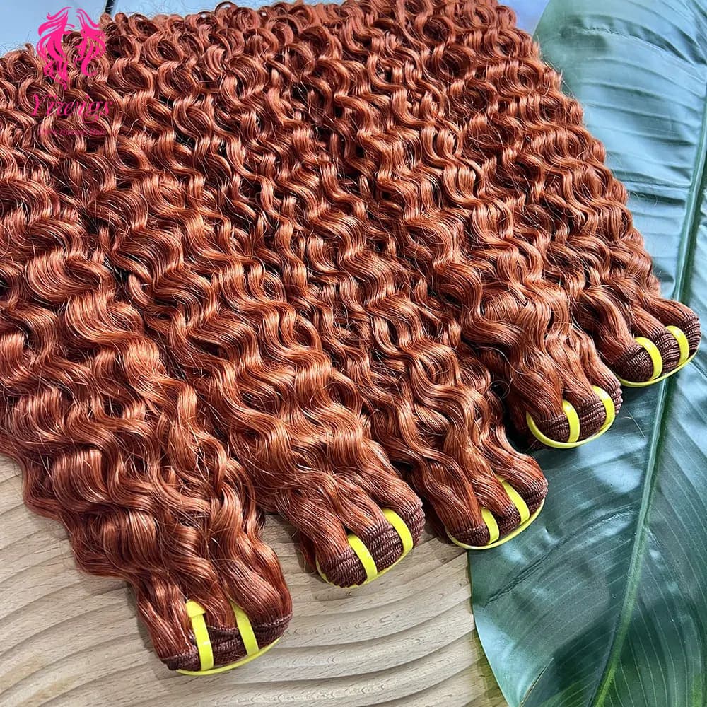 YiWigs Deep Curly #350 Human Hair Double Drawn Natural 12A Grade Virgin Weave Human Hair Raw Bundles