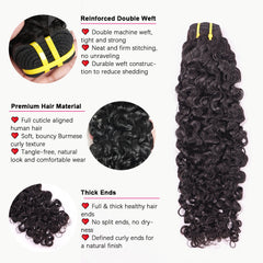 Yiwigs Burmese Curly Bundles Human Hair Natural Black 100% Virgin Double Weft Hair Weave Bundles for Wholesale
