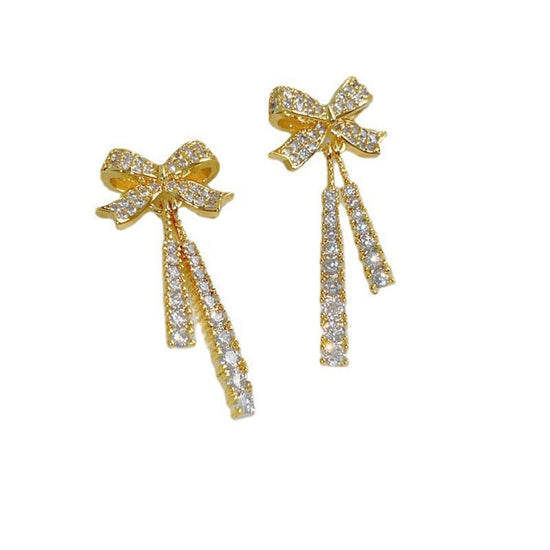 Bow Tassel Diamond Earrings