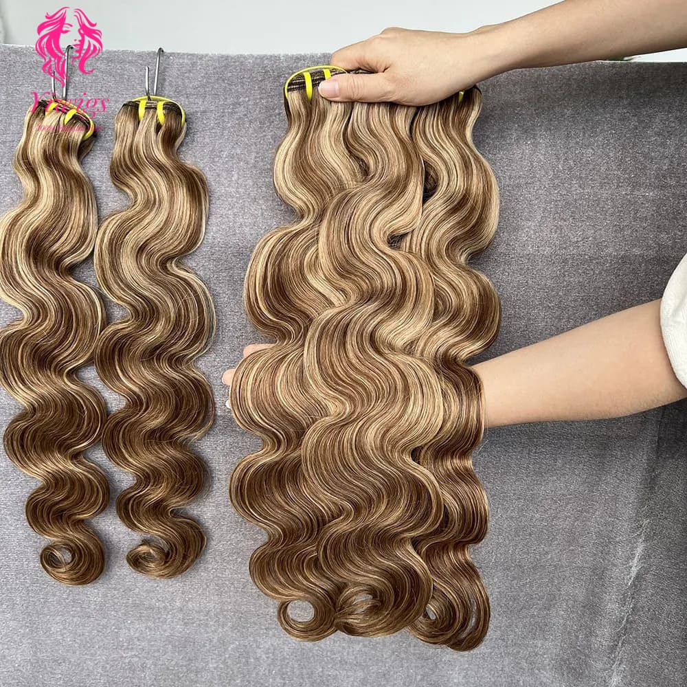 YiWigs Body Wave #P4-27 Human Hair Double Drawn Natural 12A Grade Virgin Weave Human Hair Raw Bundles