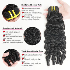 Yiwigs Burmese Curly Human Hair Bundles with Spiral Ends Natural Black 100% Virgin Hair Weave Bundles for Wholesale