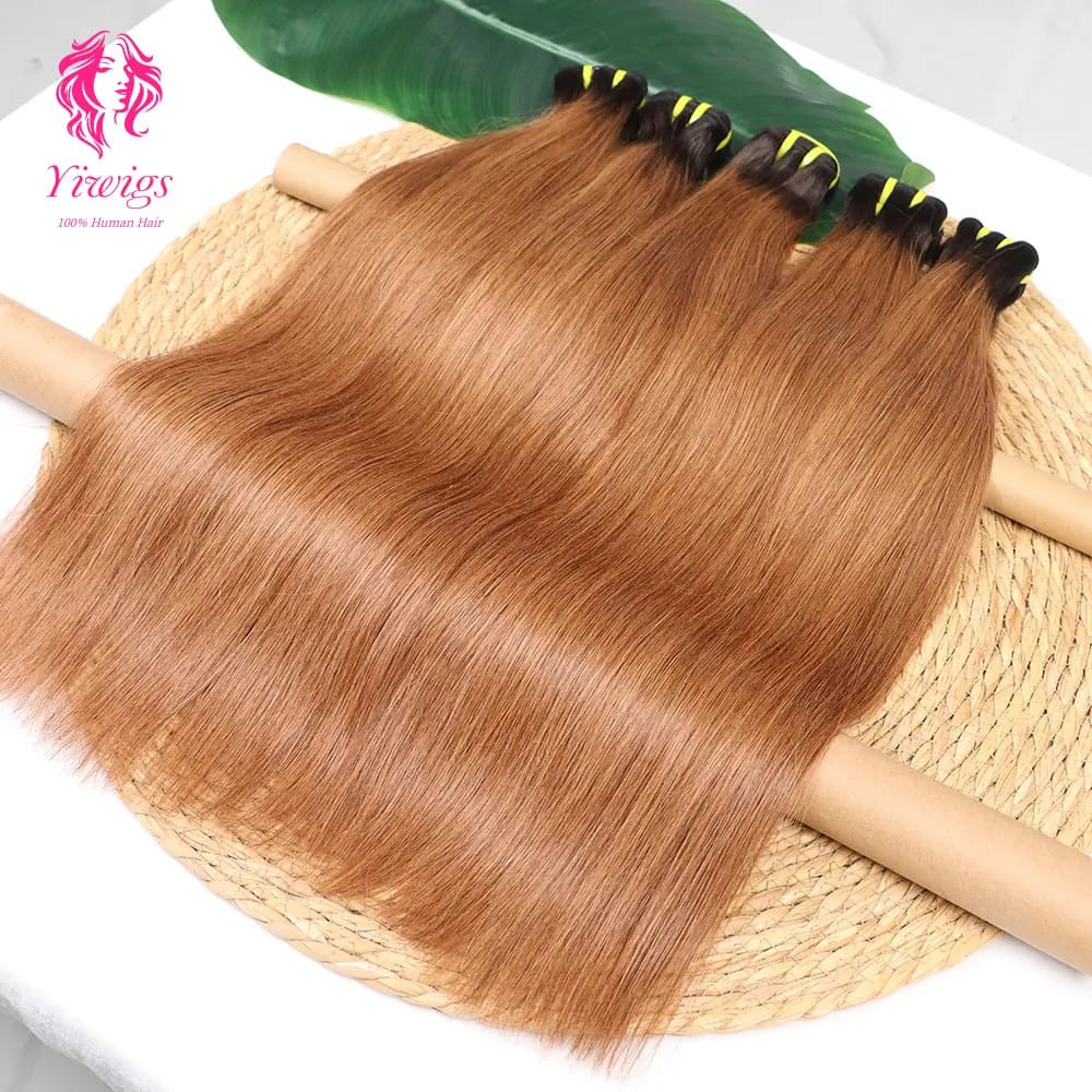 YiWigs Straight #1B-30 Human Hair Double Drawn Natural 12A Grade Virgin Weave Human Hair Raw Bundles