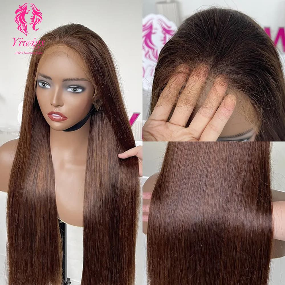 Lace Frontal Wig Straight Wig 13*4 HD Human Hair Wigs #4 Dark Brown