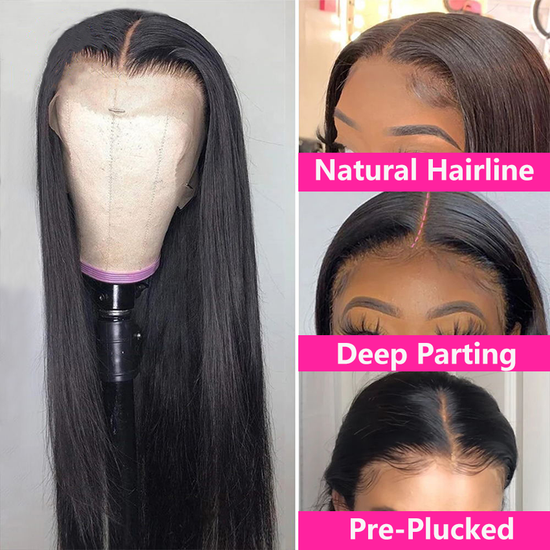 Glueless Straight 4*4Transparent Lace Closure Wigs For Women YiWigs