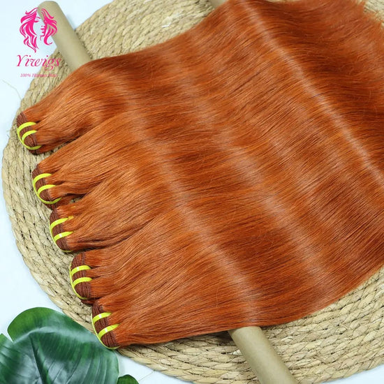 YiWigs Straight #350 Human Hair Double Drawn Natural 12A Grade Virgin Weave Human Hair Raw Bundles