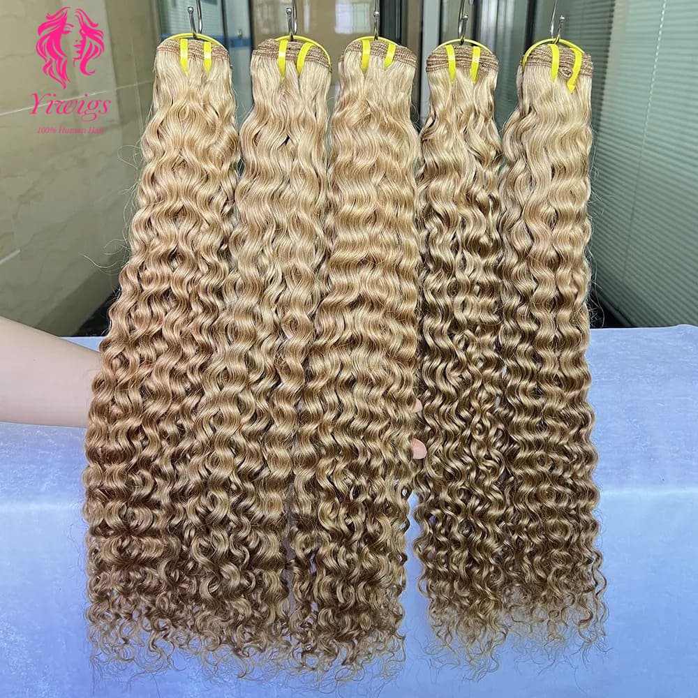 YiWigs Deep Curly #27 Human Hair Double Drawn Natural 12A Grade Virgin Weave Human Hair Raw Bundles