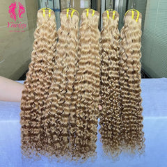 YiWigs Deep Curly #27 Human Hair Double Drawn Natural 12A Grade Virgin Weave Human Hair Raw Bundles