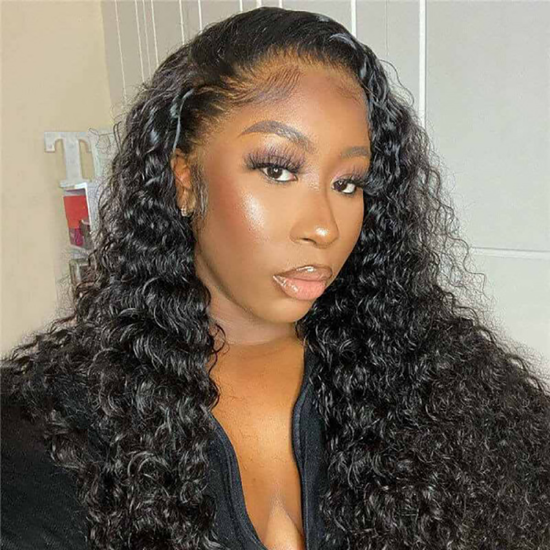 Deep Wave 13*4 HD Lace Invisible Lace Front Human Double Drawn Hair Wigs 10-30 inch YiWigs