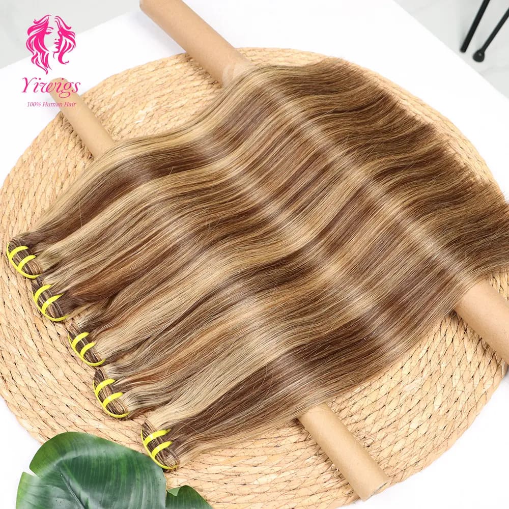 YiWigs Straight #P4-27 Human Hair Double Drawn Natural 12A Grade Virgin Weave Human Hair Raw Bundles