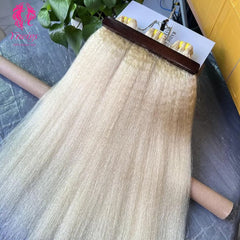 YiWigs Kinky Straight #613 Blonde Human Hair Double Drawn Natural 12A Grade Virgin Weave Human Hair Raw Bundles