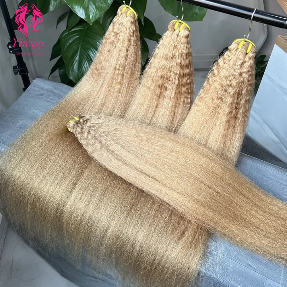 YiWigs Kinky Straight #27 Human Hair Double Drawn Natural 12A Grade Virgin Weave Human Hair Raw Bundles