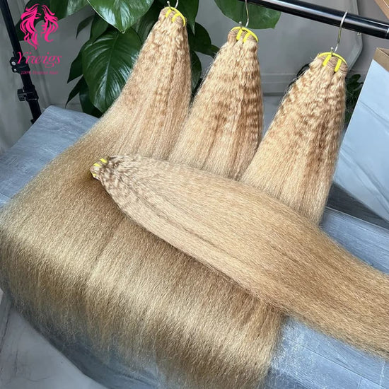 YiWigs Kinky Straight #27 Human Hair Double Drawn Natural 12A Grade Virgin Weave Human Hair Raw Bundles