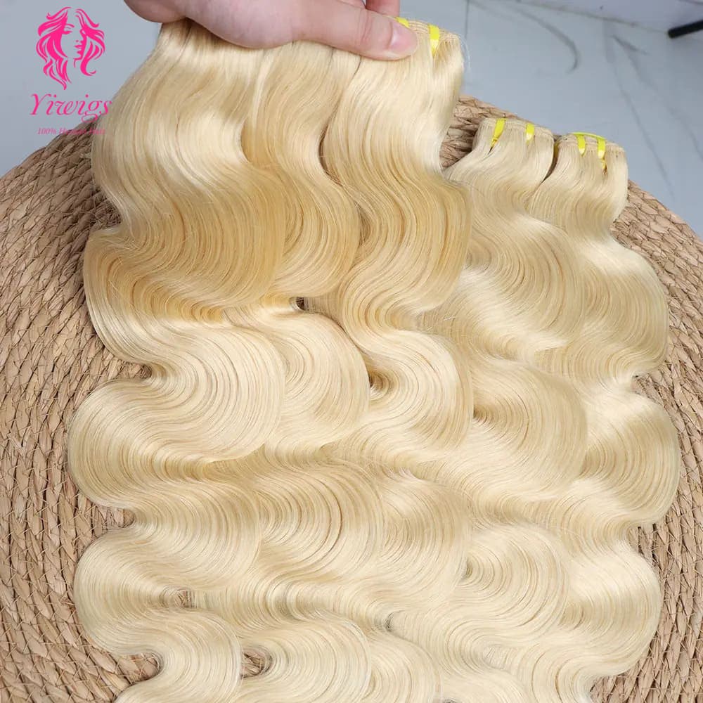 YiWigs Body Wave #613 Blonde Human Hair Double Drawn Natural 12A Grade Virgin Weave Human Hair Raw Bundles
